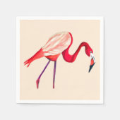 オレンジフラミンゴ水彩鳥画 スタンダードカクテルナプキン (正面)