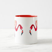 オレンジフラミンゴ水彩鳥画 ツートーンマグカップ (中央)