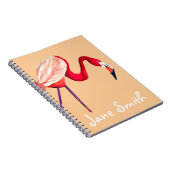 オレンジフラミンゴ水彩鳥画 ノートブック (右側)