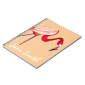 オレンジフラミンゴ水彩鳥画 ノートブック (左側)