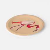 オレンジフラミンゴ水彩鳥画 ペーパープレート (アングル)