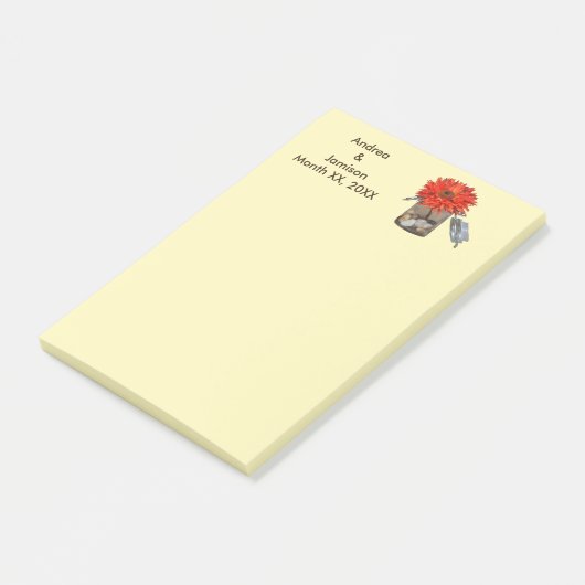 オレンジフラワーインメイソンジャールカップル結婚式の引き出物 ポストイット (アングル)