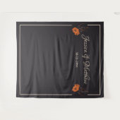 オレンジフラワーエレガントズミニマ結婚リスの背景 タペストリー (正面(横))