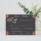 オレンジフラワーエレガントズRSVPフォーマルカード 出欠カード (スタンド正面)
