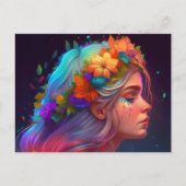 オレンジフラワークラウンレインボーガール ポストカード (正面)