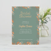 オレンジフラワーグ縁どリーンブライダルシャワー 招待状 (スタンド正面)