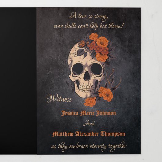 オレンジフラワーコンプリートトリフォールド結婚式 プログラム (カバー)