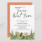 オレンジフラワーサボタコアウトラブブライダルシャワー 招待状 (正面/裏面)