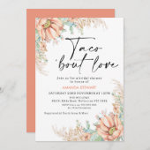 オレンジフラワーサボタコブウロブラブブライダルシャワー 招待状 (正面/裏面)