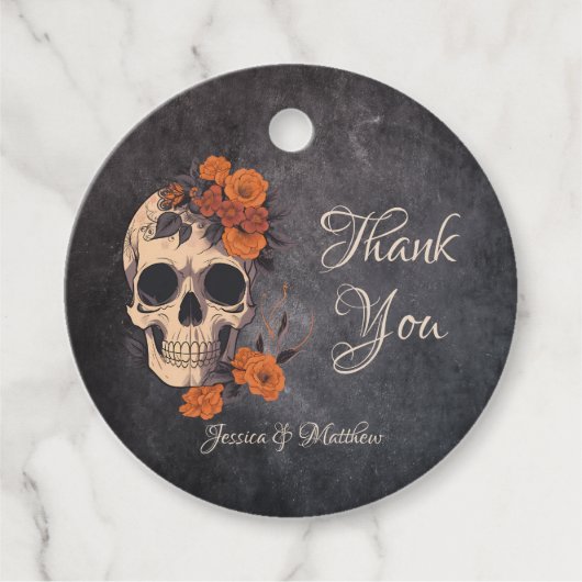 オレンジフラワーズエレガントサンキュー結婚式の引き出物Ta フェイバータグ (正面)