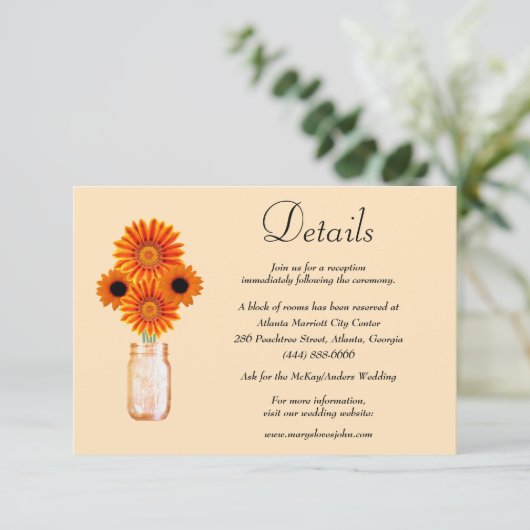 オレンジフラワーズメイスン結婚ジャー詳細 エンクロージャーカード (スタンド正面)