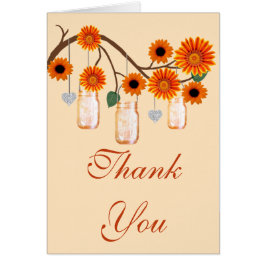 オレンジフラワーズメイソンジャースサンキューカード
