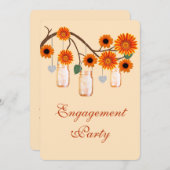 オレンジフラワーズメイソンジャース婚約パーティ招待状 招待状 (正面/裏面)