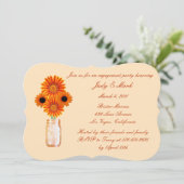 オレンジフラワーズメイソンジャー婚約パーティ招待状 招待状 (スタンド正面)