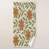 オレンジフラワーバスタオル バスタオル (バスタオル)