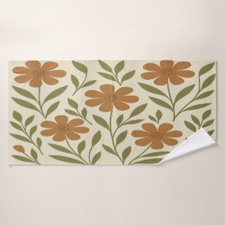 オレンジフラワーバスタオル バスタオル