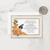 オレンジフラワー及び蝶サンキューカード ノートカード (正面/裏面インサイチュ)