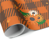 オレンジフラワー市松模様にラッピング紙 ラッピングペーパー (ロールコーナー)