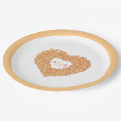 オレンジフラワー結婚のチューリップハートブーケモノグラム ペーパープレート (アングル)