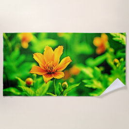 オレンジフラワー《写真》ぼけ味サニー ビーチタオル