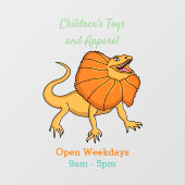 オレンジフリルネックトカゲ漫画イラストレーション ウィンドウサイン (シート)