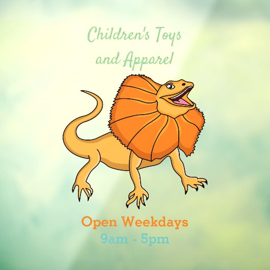 オレンジフリルネックトカゲ漫画イラストレーション ウィンドウサイン (シート3)