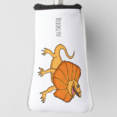 オレンジフリルネックトカゲ漫画イラストレーション ゴルフヘッドカバー (回転90)