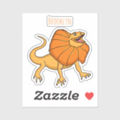 オレンジフリルネックトカゲ漫画イラストレーション シール (シート)