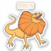 オレンジフリルネックトカゲ漫画イラストレーション シール (正面)