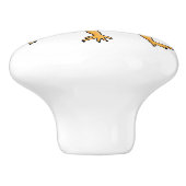 オレンジフリルネックトカゲ漫画イラストレーション セラミックノブ (側面)