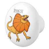 オレンジフリルネックトカゲ漫画イラストレーション セラミックノブ (右)