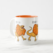 オレンジフリルネックトカゲ漫画イラストレーション ツートーンマグカップ (正面左)