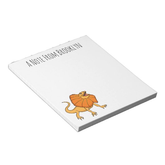 オレンジフリルネックトカゲ漫画イラストレーション ノートパッド (アングル)