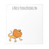 オレンジフリルネックトカゲ漫画イラストレーション ノートパッド (正面)