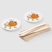 オレンジフリルネックトカゲ漫画イラストレーション ハンドファン (組立なし)