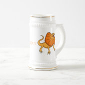 オレンジフリルネックトカゲ漫画イラストレーション ビールジョッキ (正面右)