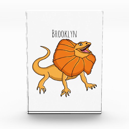 オレンジフリルネックトカゲ漫画イラストレーション フォトブロック (正面)