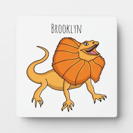 オレンジフリルネックトカゲ漫画イラストレーション フォトプラーク (正面)