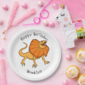 オレンジフリルネックトカゲ漫画イラストレーション ペーパープレート (パーティー)