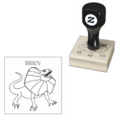 オレンジフリルネックトカゲ漫画イラストレーション ラバースタンプ (押印)