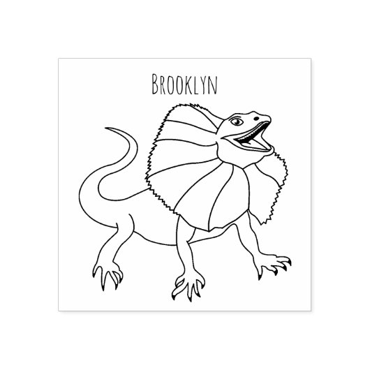 オレンジフリルネックトカゲ漫画イラストレーション ラバースタンプ (インプリント)