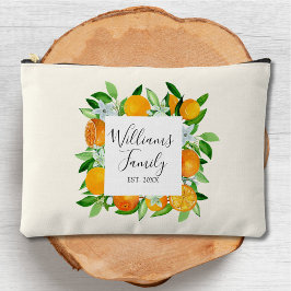 オレンジフルーツと花夏フローラ植物学 アクセサリーポーチ