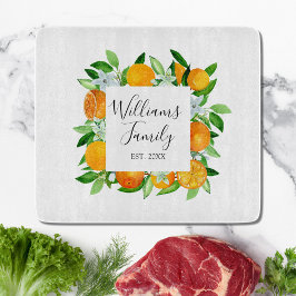 オレンジフルーツと花夏フローラ植物学 カッティングボード