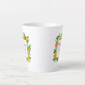 オレンジフルーツと花夏フローラ植物学 カフェラテマグ (正面)