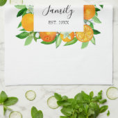 オレンジフルーツと花夏フローラ植物学 キッチンタオル (折り畳み)