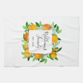 オレンジフルーツと花夏フローラ植物学 キッチンタオル (横)