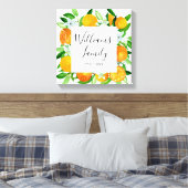 オレンジフルーツと花夏フローラ植物学 キャンバスプリント (インサイチュ (寝室))