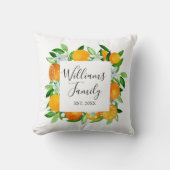 オレンジフルーツと花夏フローラ植物学 クッション (正面)