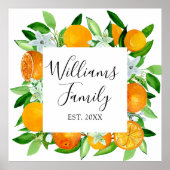 オレンジフルーツと花夏フローラ植物学 ポスター (正面)