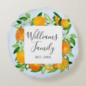 オレンジフルーツと花夏フローラ植物学 ラウンドクッション (裏面)